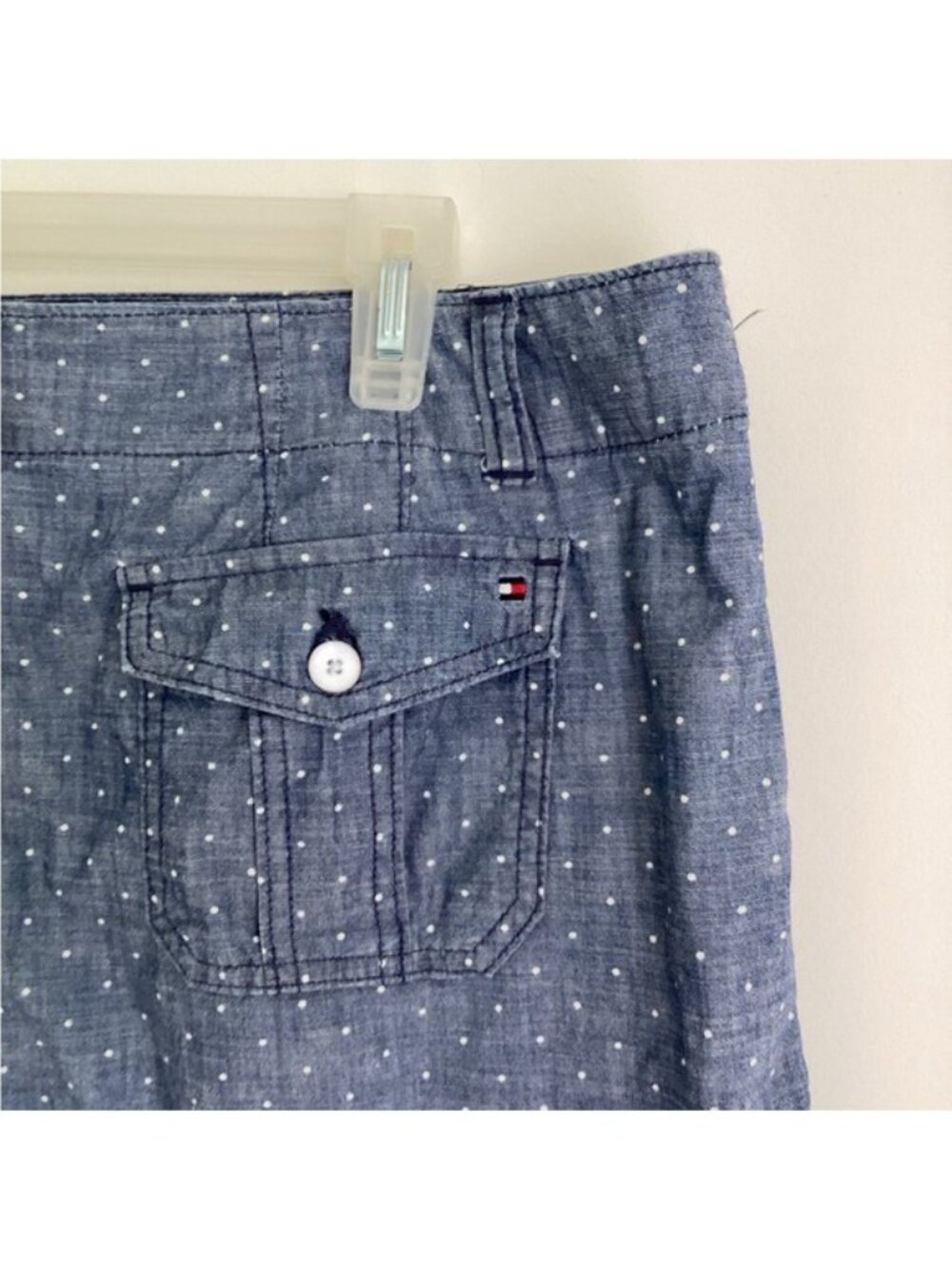 Tommy Hilfiger Blue Polka Dot Chambray Skirt Size 14 100% Cotton - Picture 3 of 7
